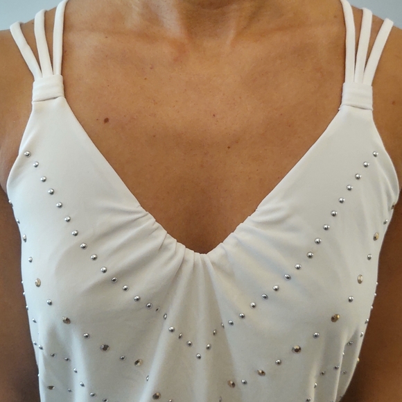 WHBM Embellished Midi Dress White, Silver and Gold - Picture 6 of 11